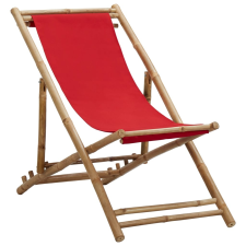 vidaXL piros bambusz és vászon napozószék kerti bútor