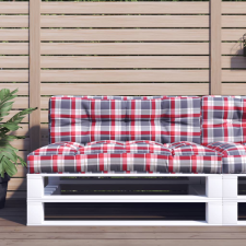 vidaXL piros kockás szövet raklappárna 120 x 40 x 12 cm lakástextília