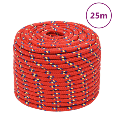 vidaXL piros polipropilén hajókötél 12 mm 25 m építőanyag