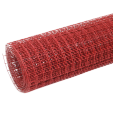 vidaXL piros PVC-bevonatú acél csirkeháló drótkerítés 10 x 0,5 m (143668) építőanyag