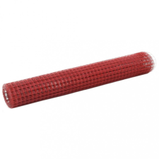 vidaXL Piros PVC-bevonatú acél csirkeháló drótkerítés 10 x 1 m kerti bútor
