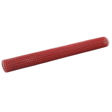 vidaXL piros PVC-bevonatú acél kockás drótháló 25 x 1,5 m kerti dekoráció