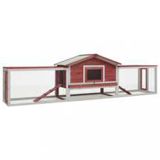 vidaXL piros tömör fenyő- és jegenyefa nyúlketrec 310x70x87 cm ketrec, szállítóbox rágcsálóknak