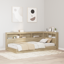 vidaXL Polcos ágy Sonoma tölgy 100x200 cm Műanyag fa ágy és ágykellék