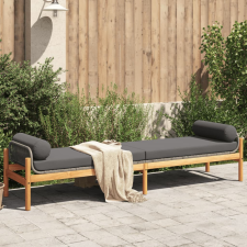 vidaXL polyrattan akácfa kerti pad szürke párnával kerti bútor