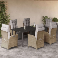 vidaXL Polyrattan Kerti Étkezőgarnitúra - 7 Részes - Bézs kerti bútor