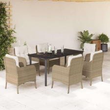 vidaXL Polyrattan Kerti Étkezőgarnitúra - 7 részes - Bézs kerti bútor