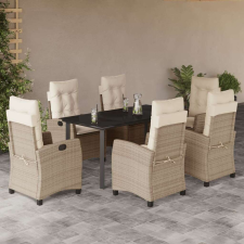 vidaXL Polyrattan Kerti Étkezőgarnitúra - 7 részes - Bézs kerti bútor