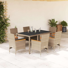 vidaXL Polyrattan Kerti Étkezőgarnitúra - 7 részes, Bézs kerti bútor
