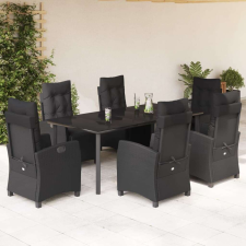vidaXL Polyrattan Kerti Étkezőgarnitúra - 7 részes - Fekete kerti bútor