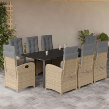 vidaXL Polyrattan Kerti Étkezőgarnitúra - 9 részes - Bézs kerti bútor