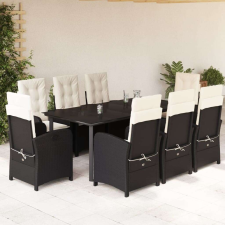 vidaXL Polyrattan Kerti Étkezőgarnitúra - 9 részes, Fekete kerti bútor