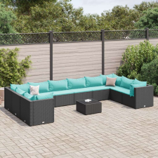 vidaXL Polyrattan Kerti Ülőgarnitúra - 11 részes - Fekete kerti bútor