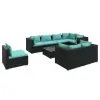 vidaXL Polyrattan Kerti Ülőgarnitúra - 9 részes - Fekete - Türkiz