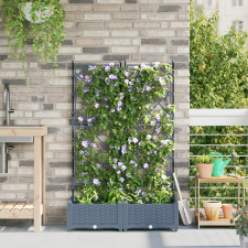 vidaXL Rácsos Kerti Cserép 2 db Világosszürke 80x40x125.5 cm kerti tárolás