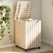 vidaXL RANA tömör fenyőfa szennyeskosár kerekekkel 45 x 45 x 64 cm bútor