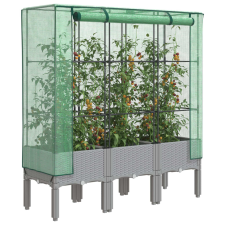 vidaXL Rattan megjelenésű magaságyás melegháztakaróval 120x40x140 cm kerti tárolás