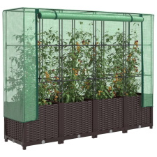 vidaXL rattan megjelenésű magaságyás melegháztakaróval 160x40x138 cm kerti tárolás