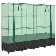 vidaXL rattan megjelenésű magaságyás melegháztakaróval 160x40x138 cm (4015816) kerti tárolás