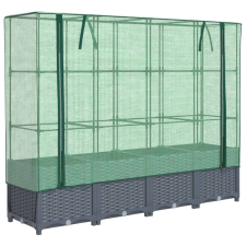 vidaXL rattan megjelenésű magaságyás melegháztakaróval 160x40x138 cm (4015830) kerti tárolás