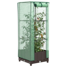 vidaXL rattan megjelenésű magaságyás melegháztakaróval 40x40x123 cm kerti tárolás