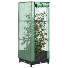 vidaXL rattan megjelenésű magaságyás melegháztakaróval 40x40x123 cm kerti tárolás