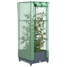 vidaXL rattan megjelenésű magaságyás melegháztakaróval 40x40x123 cm kerti tárolás