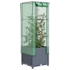 vidaXL rattan megjelenésű magaságyás melegháztakaróval 40x40x139 cm kerti tárolás