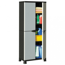 vidaXL rattanstílusú műanyag szekrény 68 x 39 x 171,5 cm kerti tárolás
