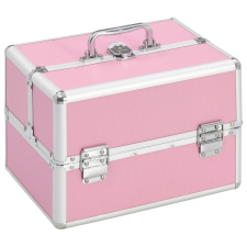 vidaXL rózsaszín alumínium sminktáska 22 x 30 x 21 cm kézitáska és bőrönd