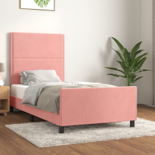 vidaXL rózsaszín bársony ágykeret fejtámlával 100x200 cm ágy és ágykellék