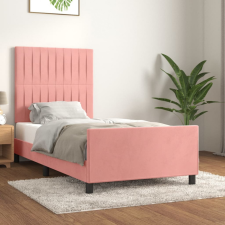 vidaXL rózsaszín bársony ágykeret fejtámlával 100x200 cm ágy és ágykellék