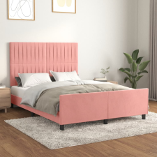vidaXL rózsaszín bársony ágykeret fejtámlával 140 x 190 cm ágy és ágykellék