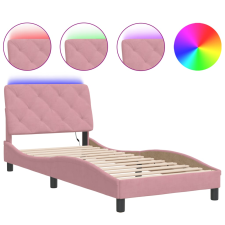 vidaXL rózsaszín bársony ágykeret LED-világítással 90 x 200 cm (3213836) ágy és ágykellék