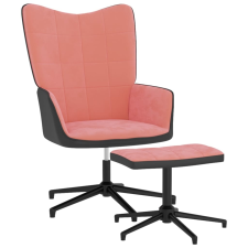 vidaXL rózsaszín bársony és PVC pihenőszék lábtartóval bútor