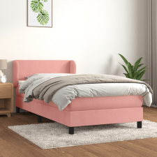 vidaXL rózsaszín bársony rugós ágy matraccal 100 x 200 cm ágy és ágykellék