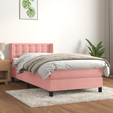 vidaXL rózsaszín bársony rugós ágy matraccal 100 x 200 cm ágy és ágykellék