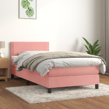 vidaXL rózsaszín bársony rugós ágy matraccal 100 x 200 cm ágy és ágykellék