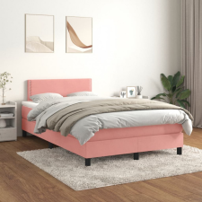 vidaXL rózsaszín bársony rugós ágy matraccal 120 x 200 cm ágy és ágykellék