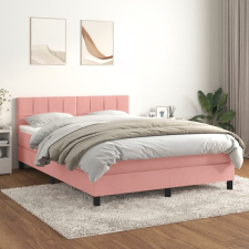 vidaXL rózsaszín bársony rugós ágy matraccal 140x190 cm ágy és ágykellék