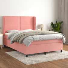 vidaXL rózsaszín bársony rugós ágy matraccal 140x190 cm ágy és ágykellék