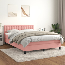 vidaXL rózsaszín bársony rugós ágy matraccal 140x190 cm ágy és ágykellék