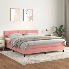 vidaXL rózsaszín bársony rugós ágy matraccal 180x200 cm ágy és ágykellék