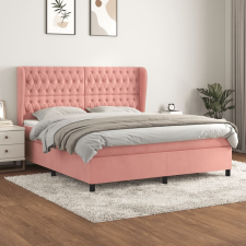 vidaXL rózsaszín bársony rugós ágy matraccal 180x200 cm ágy és ágykellék