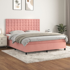 vidaXL rózsaszín bársony rugós ágy matraccal 180x200 cm ágy és ágykellék