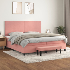 vidaXL rózsaszín bársony rugós ágy matraccal 200x200 cm ágy és ágykellék