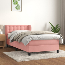 vidaXL rózsaszín bársony rugós ágy matraccal 90 x 200 cm ágy és ágykellék