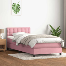 vidaXL rózsaszín bársony rugós ágy matraccal 90x220 cm ágy és ágykellék