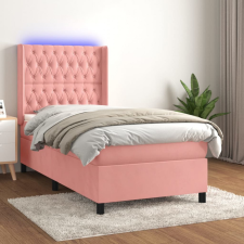 vidaXL rózsaszín bársony rugós és LED-es ágy matraccal 100x200 cm ágy és ágykellék
