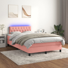 vidaXL rózsaszín bársony rugós és LED-es ágy matraccal 120x200 cm ágy és ágykellék